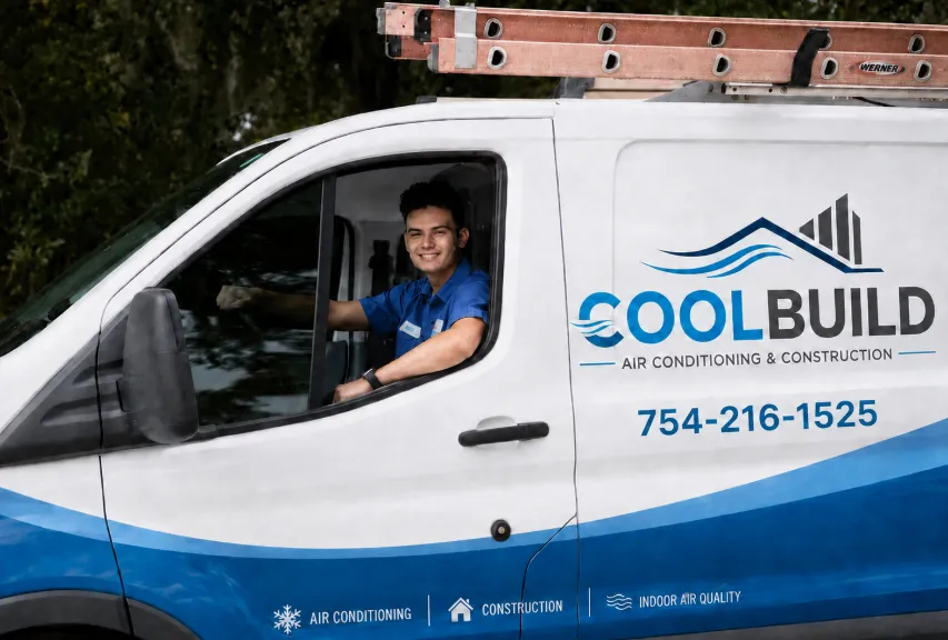HVAC technician servicing an air conditioning unit in South Florida